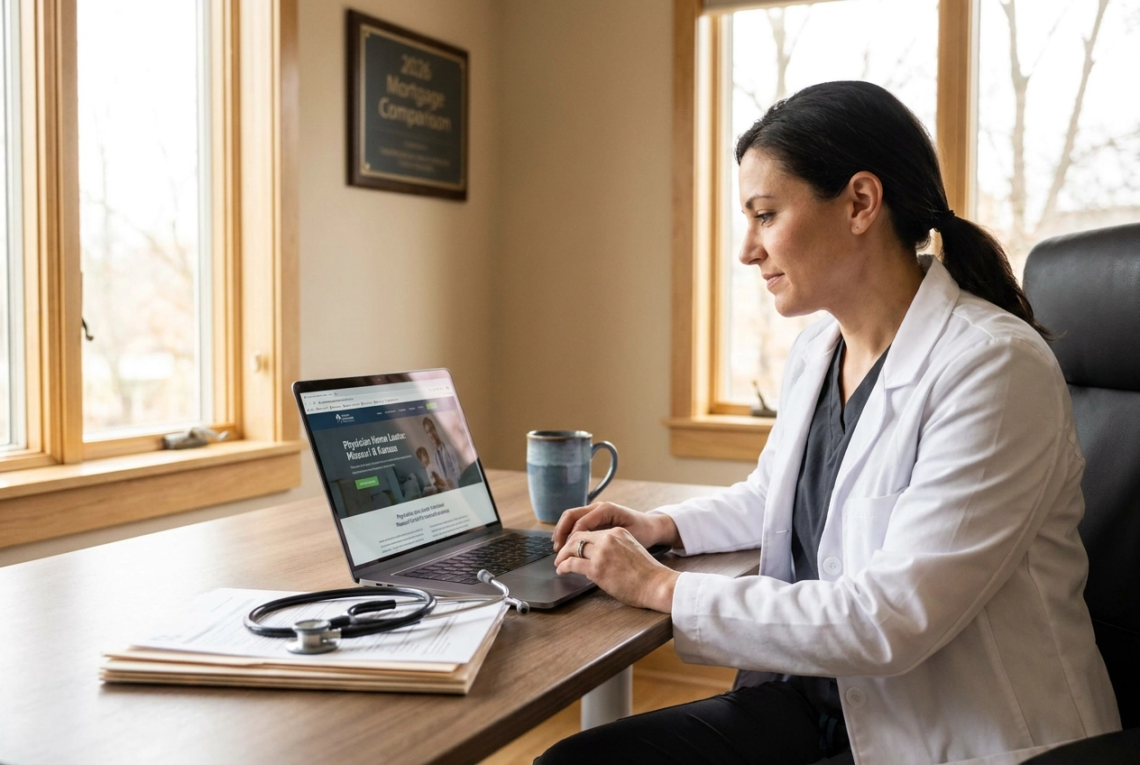 Professional header image for comparison analysis: Physician Home Loans in Missouri and Kansas: How to Compa...